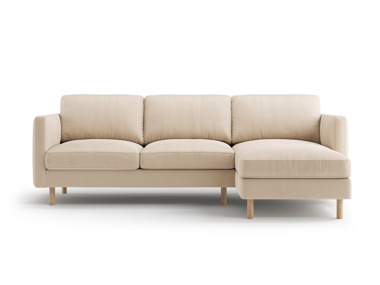 Coltar dreapta 3 locuri, Eden, Micadoni Home, 250x150x90 cm, catifea, bej nude - imagine 6